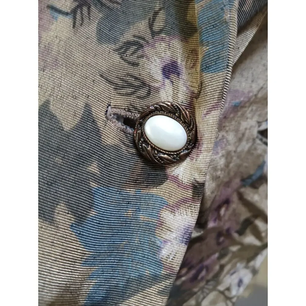 Vintage Kensington Square Blazer Petite One Button Size SP Floral Sand Rare
